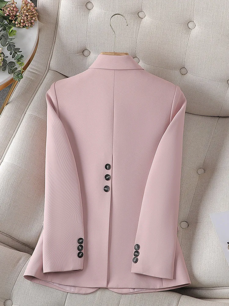 Spring Autumn Blue Black Pink Coffee Blazer Women Ladies Female Business Work Wear Long Sleeve Single Button Solid Formal Jacket