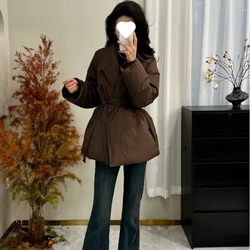 

Casual Niche Design Strapped Long-sleeved Cotton Jacket for Women 2025 Winter New Style Fashionable Versatile Top