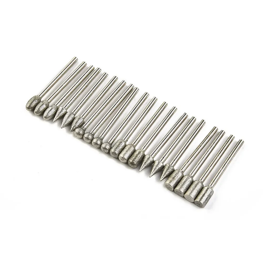 3mm shank Burr Drill Bits Carving Ceramics Supplies Tile Wood Cutting Diamond Electroplated Engraving Grinding