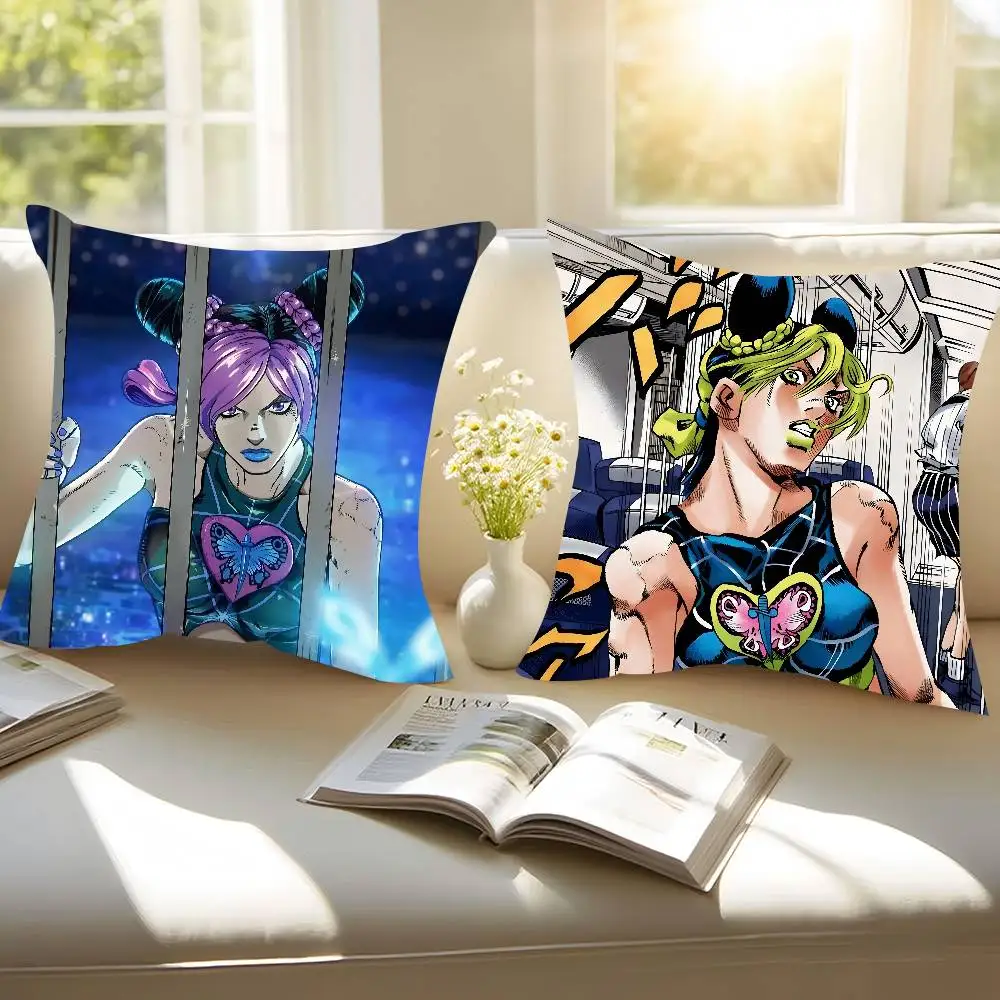 Jolyne Cujoh Pillow Covers Cartoon Sofa Decorative Home Double-sided Printing Short Plush Cute Cushion Cover
