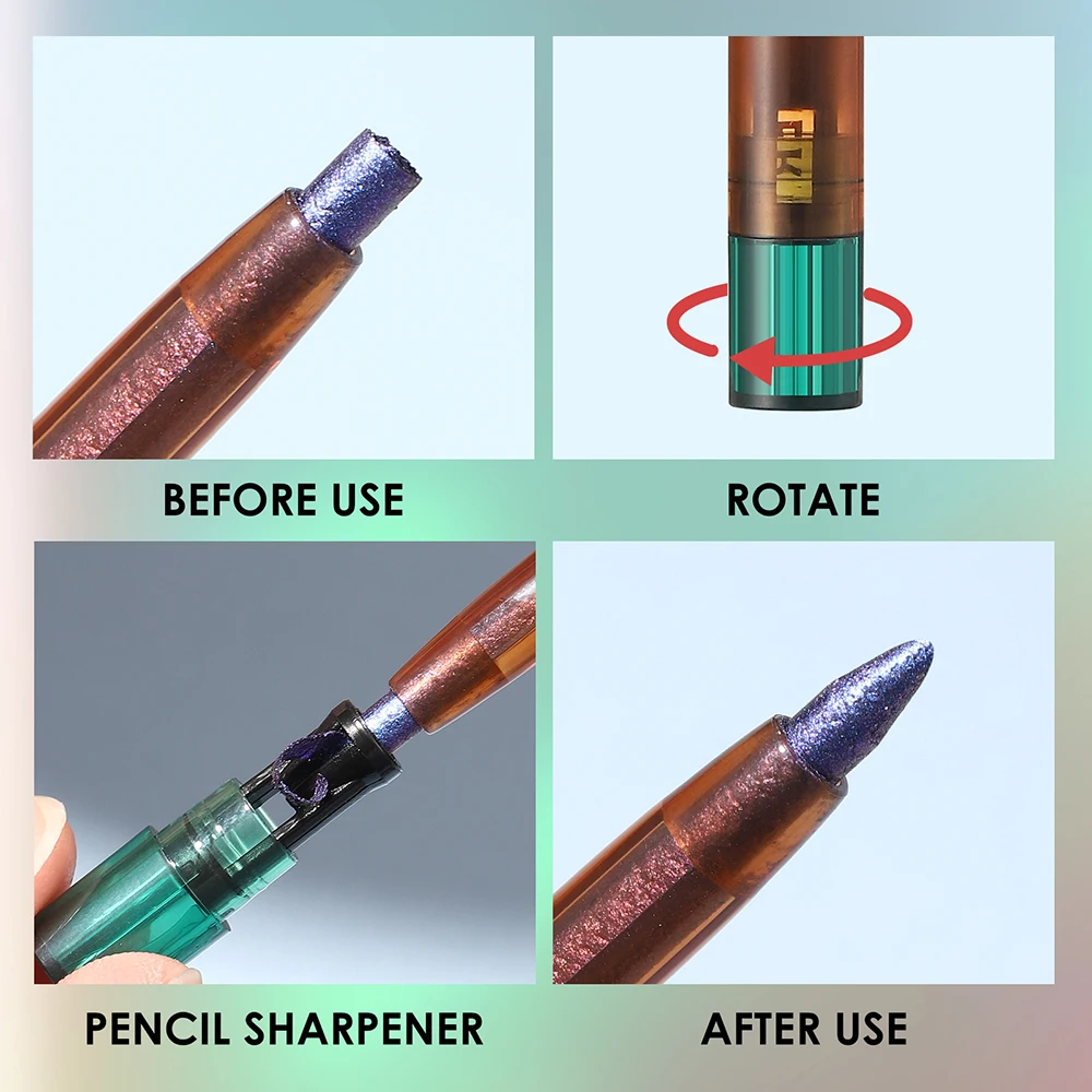 ดินสออายไลเนอร์เจลดินสอ 1 ชิ้น, อายไลเนอร์ไลเนอร์สีเมทัลลิค, Chameleon Glitter ปากกาอายไลเนอร์กันน้ํา, อายไลเนอร์ยาวนาน 24 ชม.