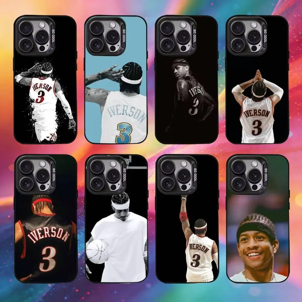 

A-Allen Ezail I-Iverson Phone Case For iPhone17, 16,15,14,13,12 Pro Max Black Candy Matte Shockproof Cover