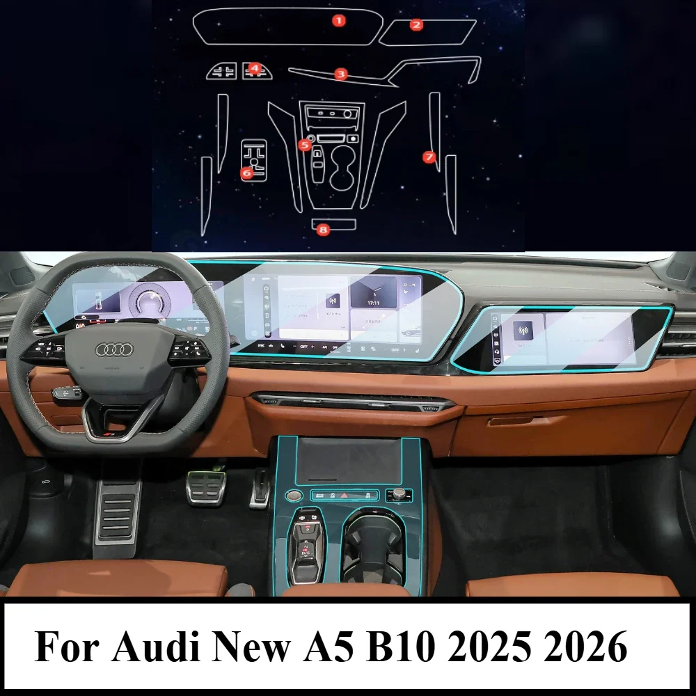 

Защитная пленка для Audi New A5 B10 2025 2026 PPF, аксессуары для интерьера, прозрачный ТПУ, GPS-навигация, панель передач, центральная консоль