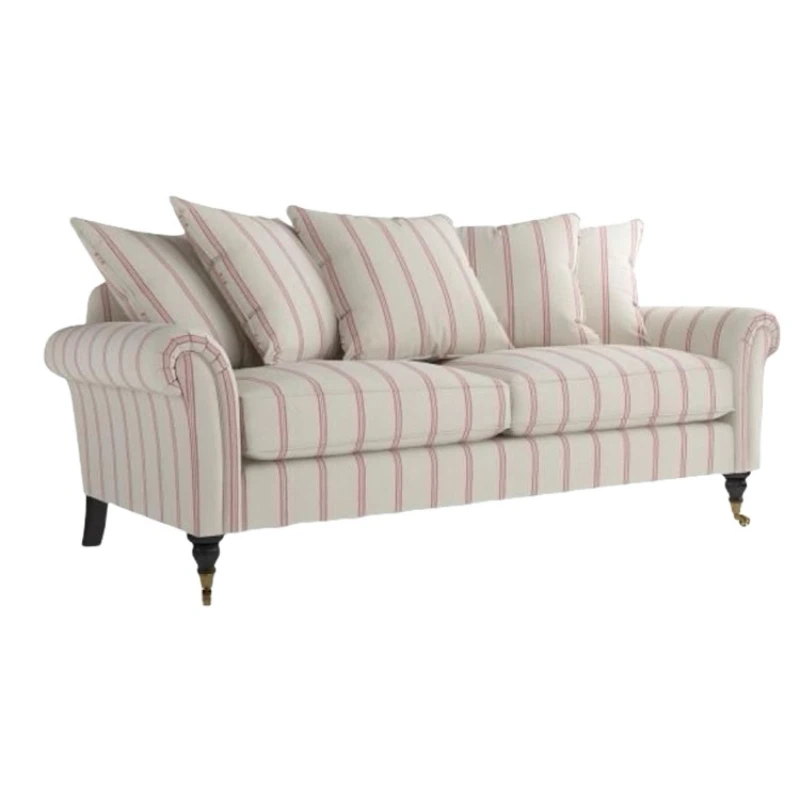 

French retro striped fabric sofa living room small apartment double small bedroom straight