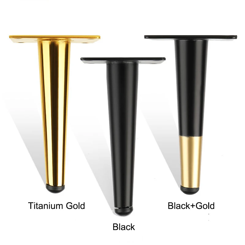 4pcs 12cm-25cm Black Gold Cold Rolled Steel Table Legs TV Cabinet Coffee Table Bedside Cabinet Support Feet Furniture Hardware