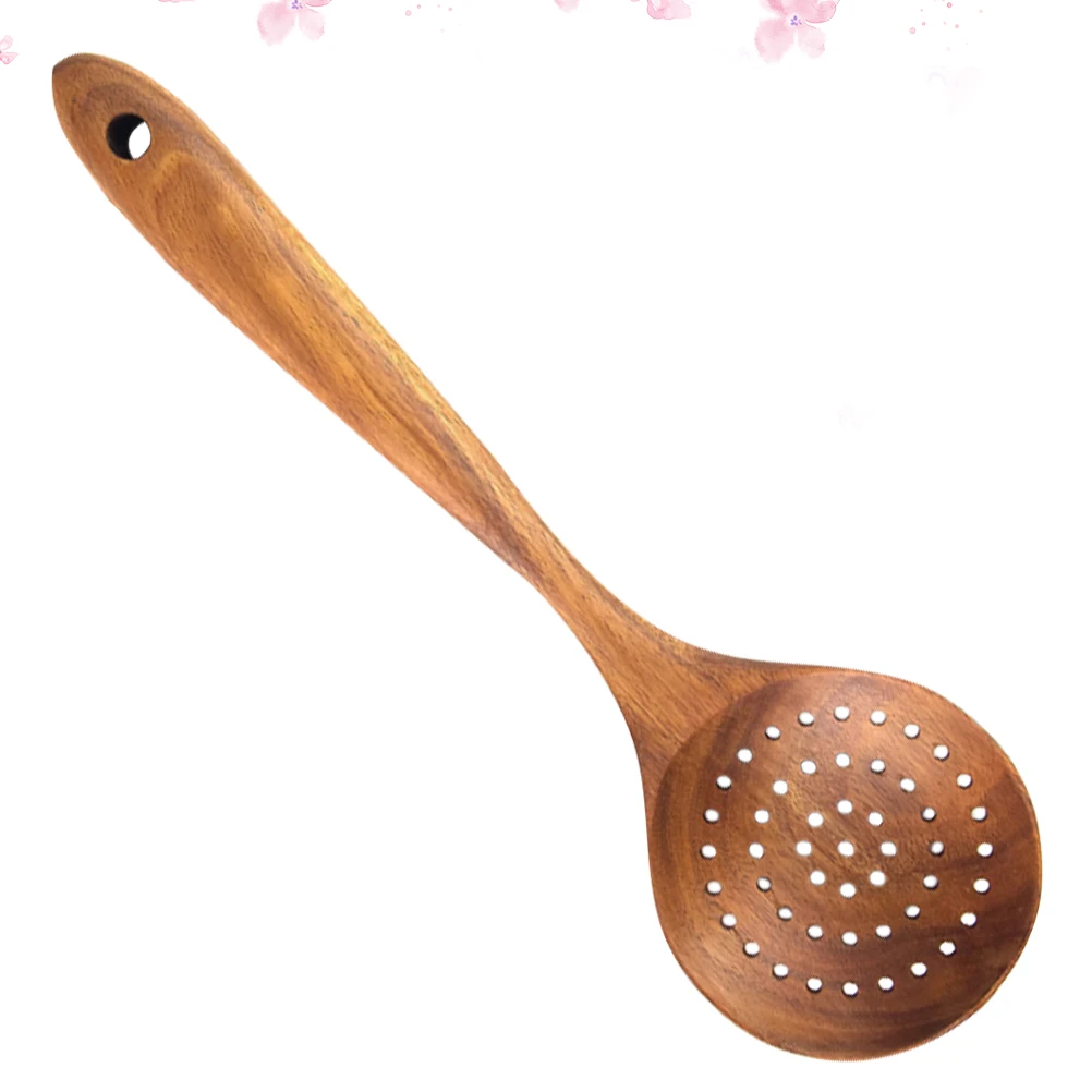 

Wooden Spoon for Soup and Cooking Heavy Duty Smooth Teak Ladle Ideal for Non-Stick Pans Kitchen Home Restaurant Daily Use
