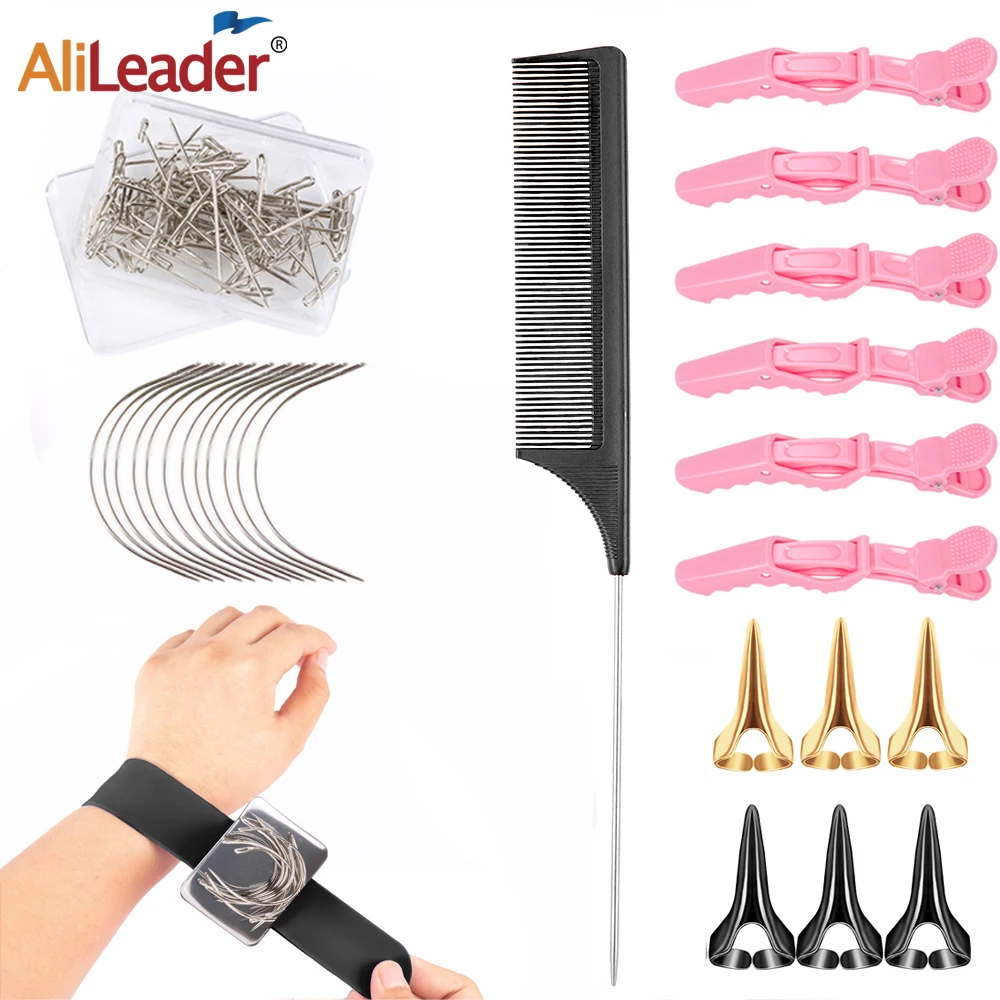 

Magnetic Pin Holder Wristband With C/T-Pins,Pintail Rat Tail Comb,Alligator Hair Clip,Hair Parting Ring,Magnetic Pincushion Sets