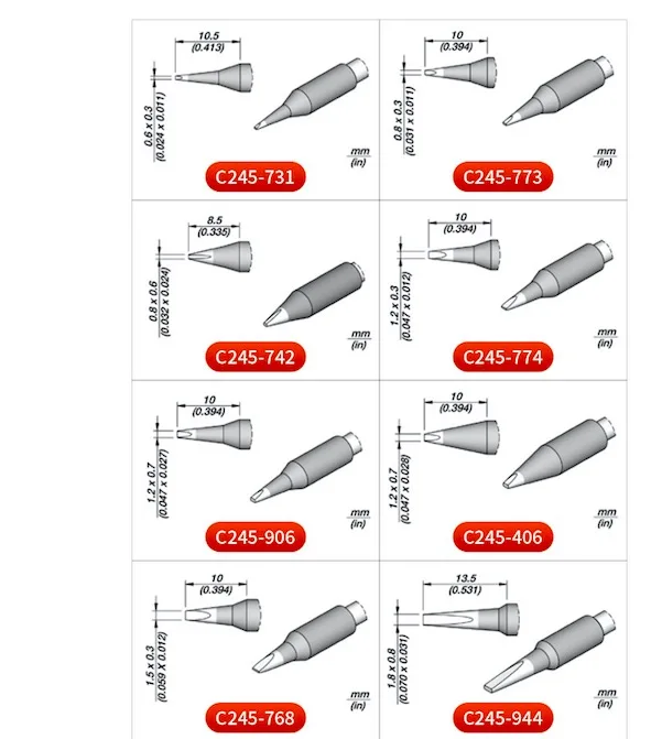 100% Ujung Besi Solder JBC C245 Asli untuk Gagang Nosel Las T245-A Asli