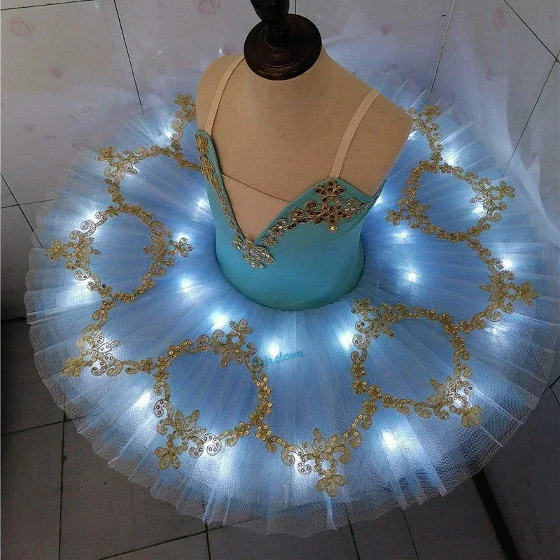 Girls Led Light Professional Ballet Tutu Glow Ballerina Ballet Dress Kids Adult Luminous Birthday Party Dance Costume Dancewea /