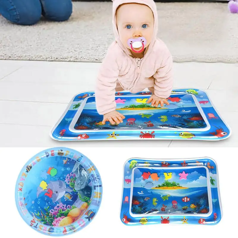 Colchoneta inflable de PVC con diseño de Delfín Azul para bebé, tapete de juego de agua para niño pequeño, juguetes de actividades de educación temprana, cojín de regalo, 1 unidad