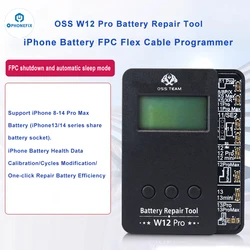 OSS W12 Pro Programator naprawy baterii Tag-on FPC Flex do iPhone'a 11-15 Kalibracja danych zdrowotnych baterii zerowa liczba cykli Reset