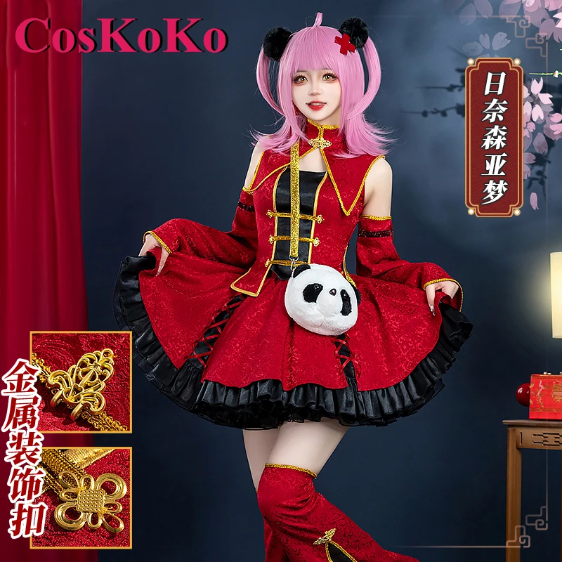 

CosKoKo Hinamori Amu Cosplay Anime Shugo Chara Costume Sweet Nifty Chinese Style Red Uniform Halloween Party Role Play Clothing