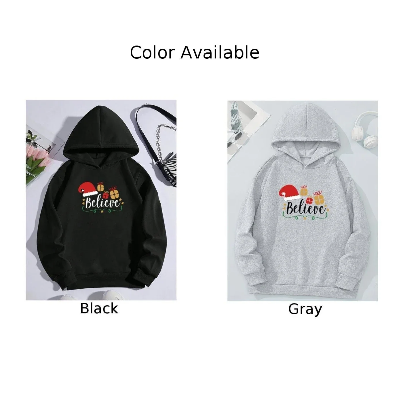 

Women Fashion Plus Velvet Casual Loose Sweatshirt Loose Pullovers Winter Comfortable Christmas Printed Hoodies Long Sleeve Tops