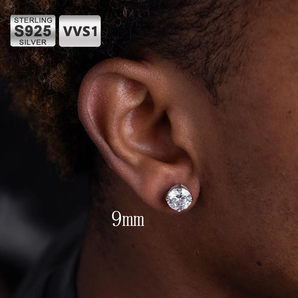 

ICEBLING 3/4/5/6/7/8/9/10 мм серьги с муассанитом круглой огранки VVS стерлингового серебра 925 пробы шпильки для мужчин и женщин ювелирные изделия