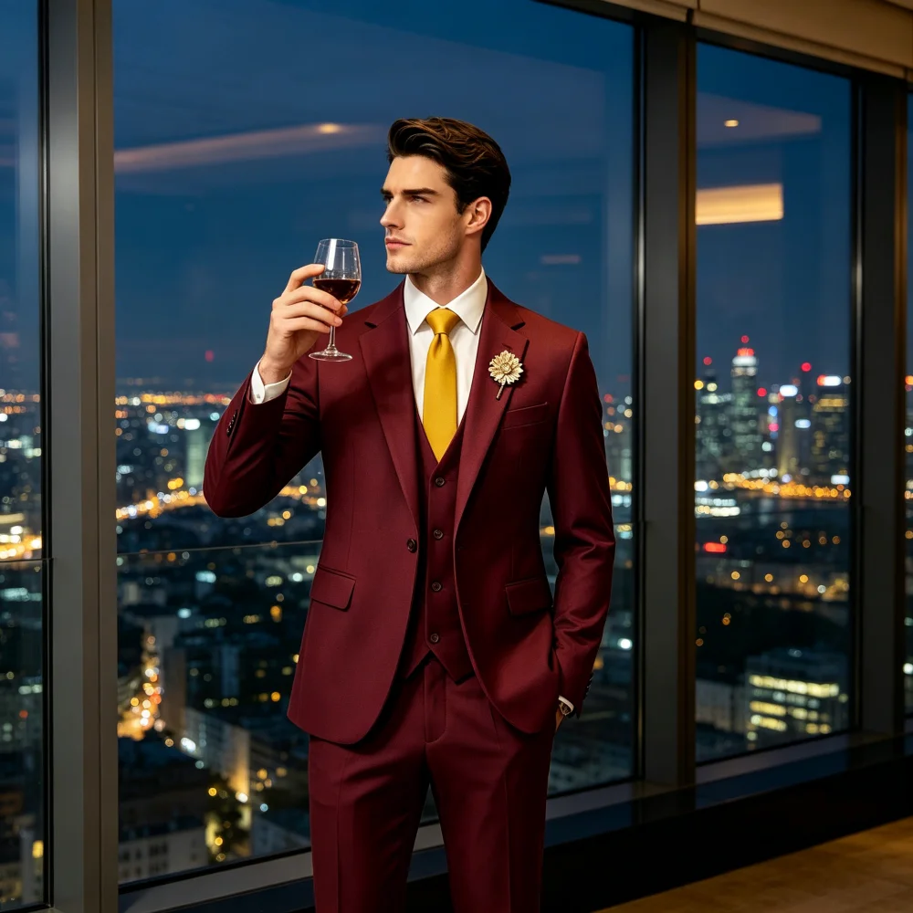 

New 3PCS Formal Men Suit for Wedding Party Prom Occasion Business Male Tuxedos Set Notch Lapel Blazer Vest Pants Set Men Clothes