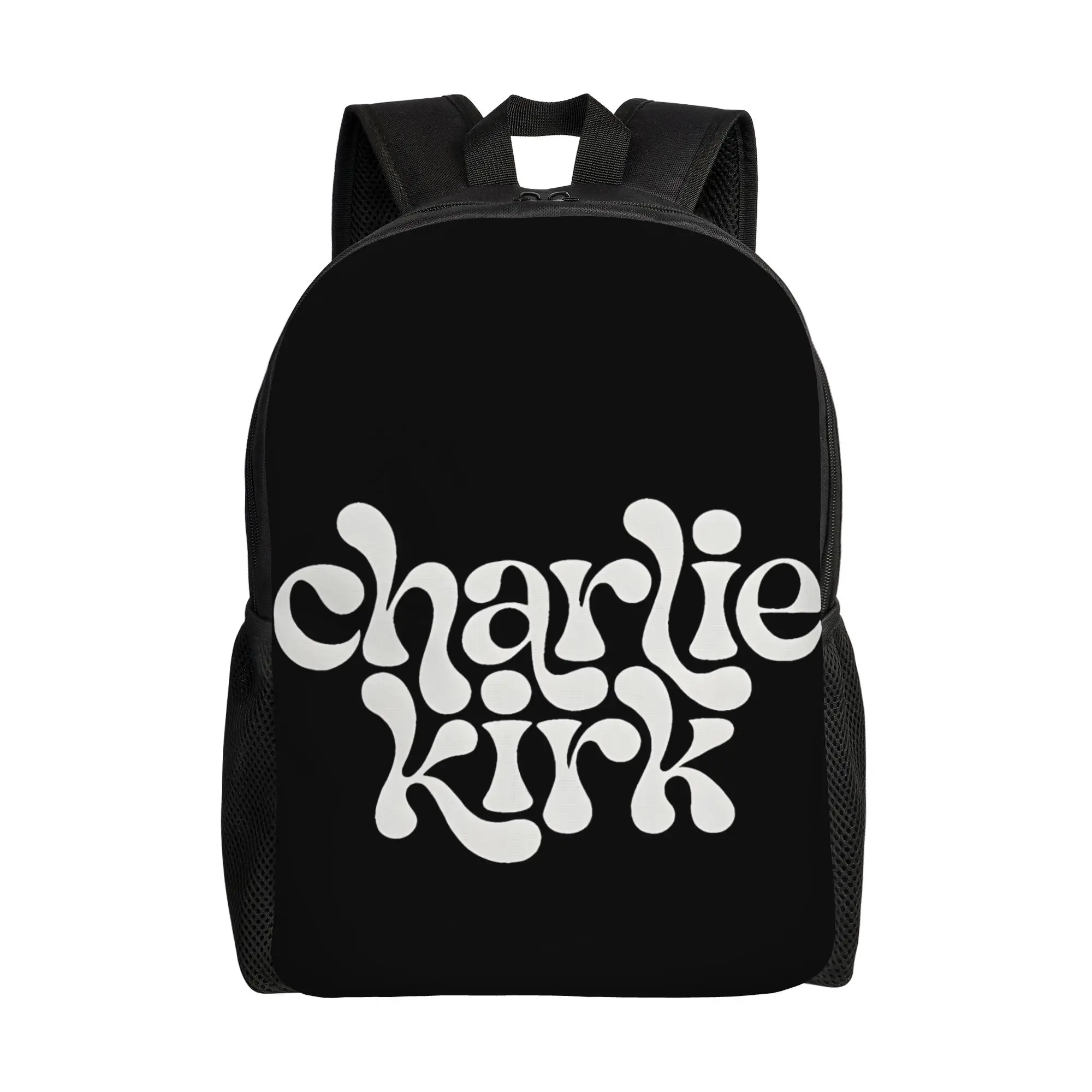 Charlie Kirk Retro Bubble Text Backpack Outdoor Style Backpacks Men High Quality Breathable High School Bags Streetwear Rucksack