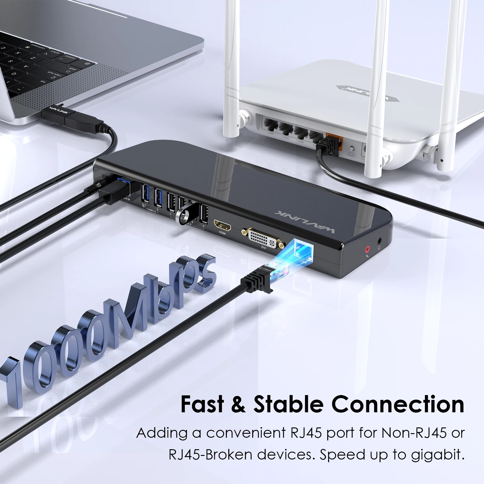 Imagem -04 - Wavlink Usb 3.0 4k Universal Portátil Docking Station Usb-c Hub Monitor Duplo Hdmi Dvi Vga Exibição de Vídeo para m1 m2 Mac Windows 11