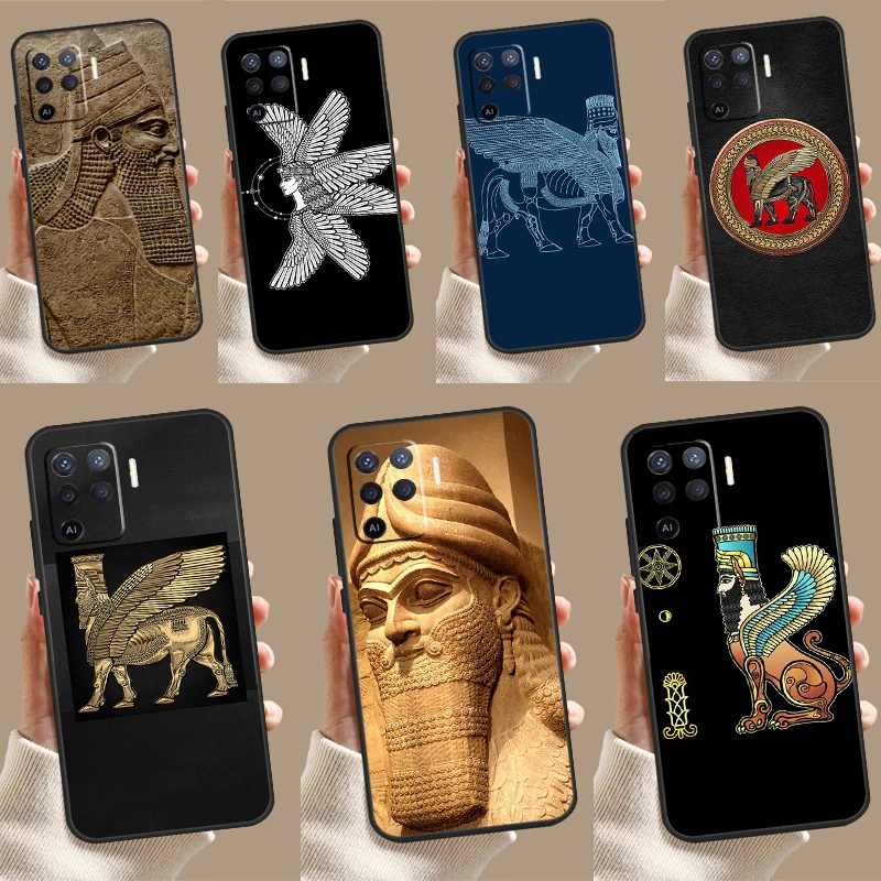 Lamassu Assyrian Winged Lion For OPPO A79 A58 A78 A98 A53S A57S A54S A74 A94 A17 A77 A5 A9 A96 A76 A16 A52 A72 A15 Case