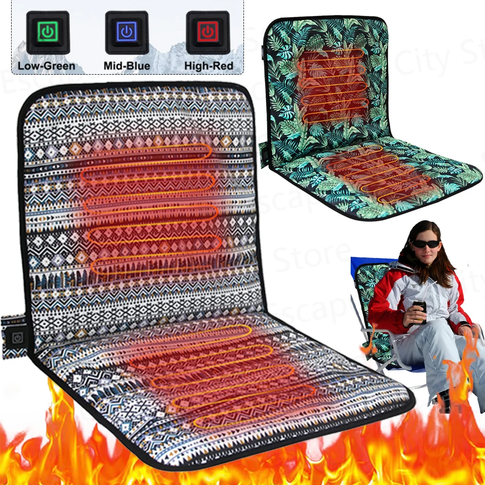 USB Heating Chair Pad Charging Heating Seat Cushion Winter Electric Heating Pad Warmer Cover for Home Office Camping Fishing