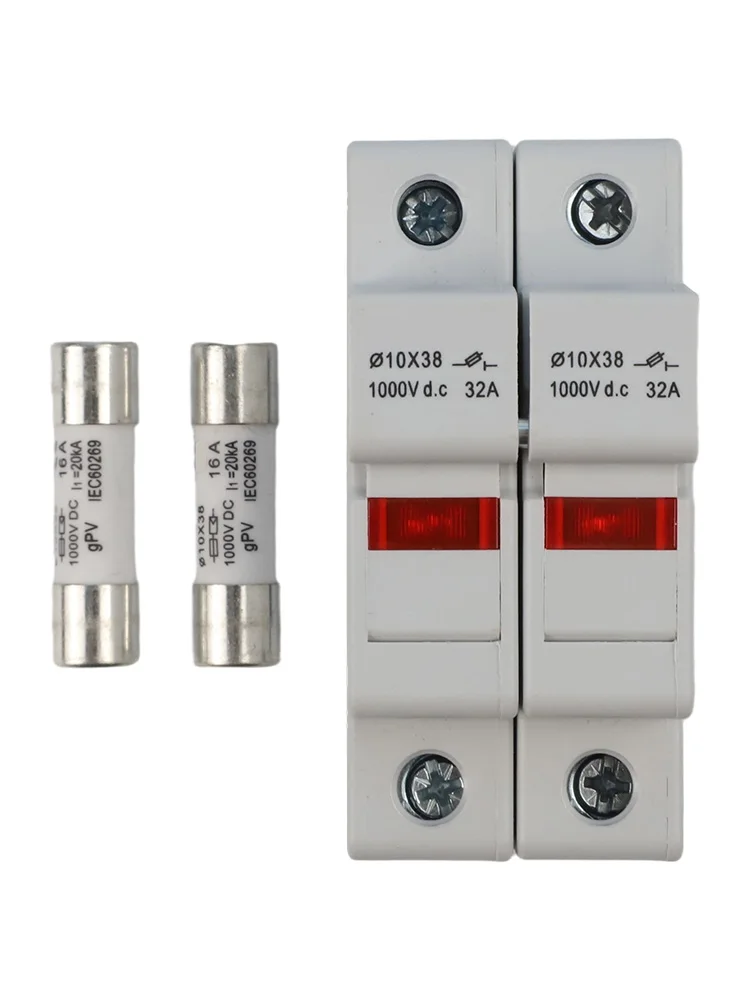 

High Capacity 2P Fuse Holder for Solar PV Applications LED Display Fits 10x38mm Fuses Rated up to 30A for Maximum Protection
