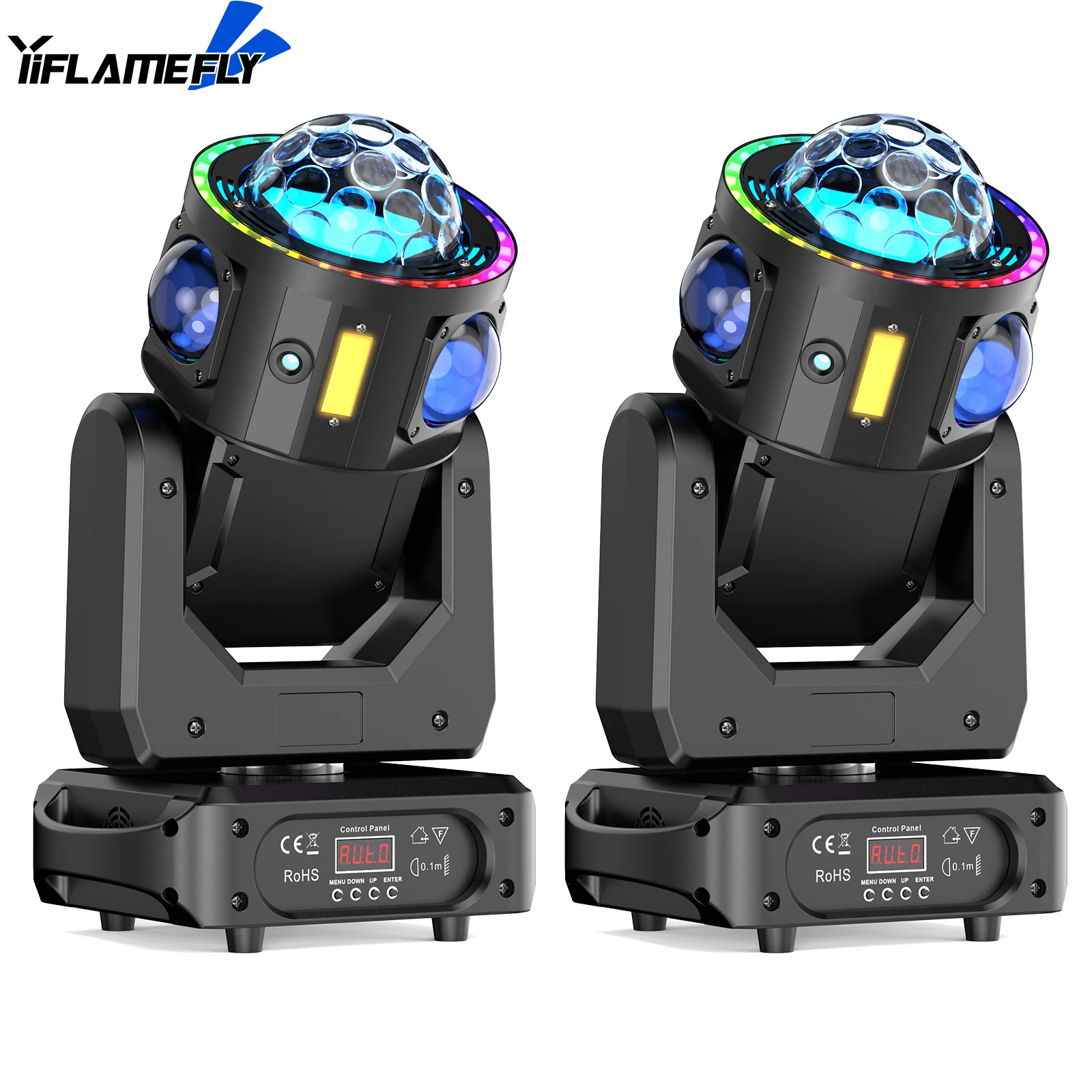 

Yiflamefly 2Pcs 180W Moving Head Light 4 LEDs RGBW 360°Rotation DJ Light DMX 512 19/25CH For Disco Wedding Parties Live Show Bar
