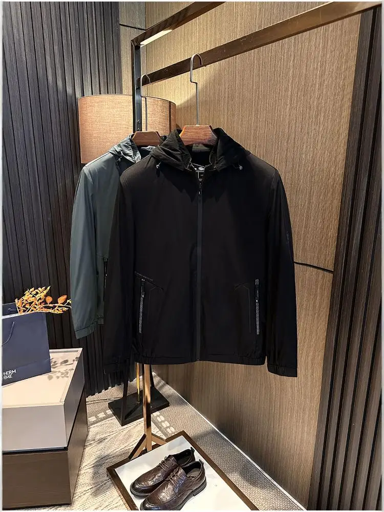 

Detachable Cap! 2025 Autumn New Men's Simple Match Pure Color Busin Casual Jaet Polyester Nylon Cosite Fiber Breathable