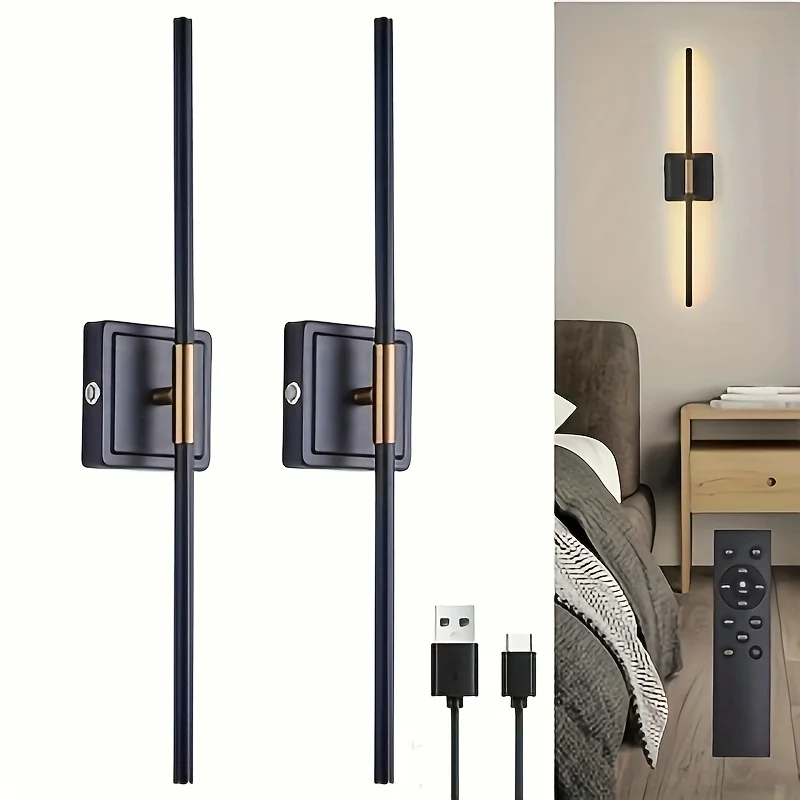 battery operated wall sconce set of two, 10000mAh USB Rechar