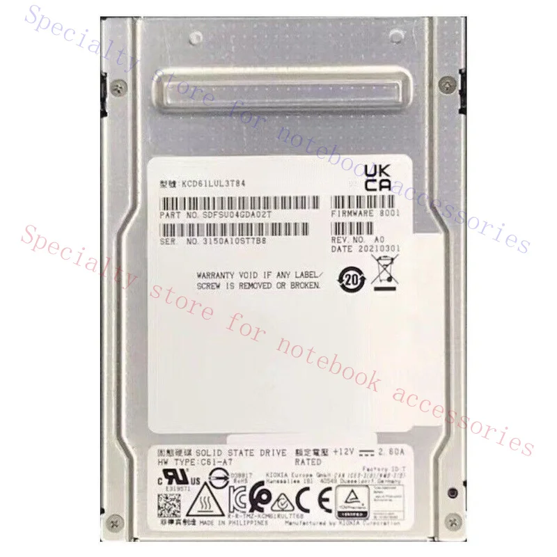 R+  for KIOXIA CD6 3.84TB 2.5 U.2 PCIe KCD61LUL3T84 SSD Solid State Drive 90+% Health