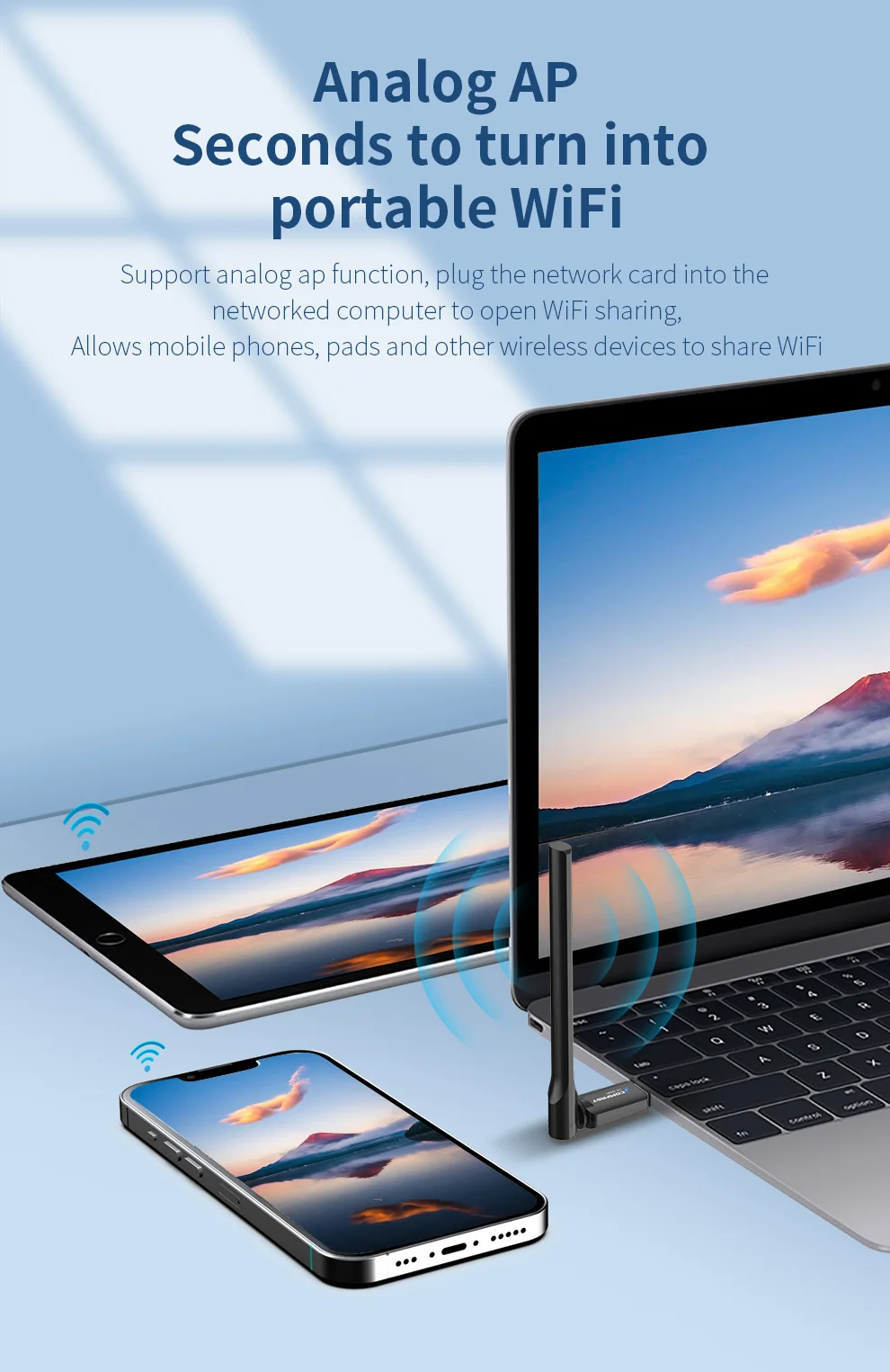 Comfast Wifi 6 adaptateur Usb AX286 carte réseau Dongle 2.4GHz 802.11AX antenne Para PC réception de Signal pour Win 7 10 11