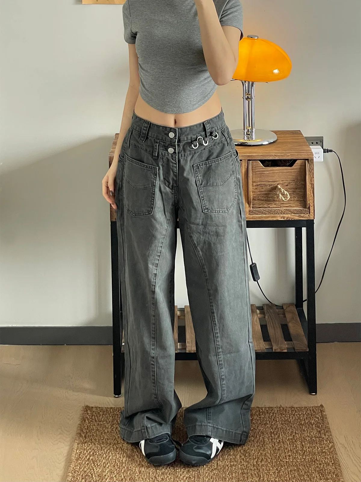 

Retro American High Street Straight Leg Slimming Work Pants Loose Casual Unisex Vintage Feel Trendy Long Trousers