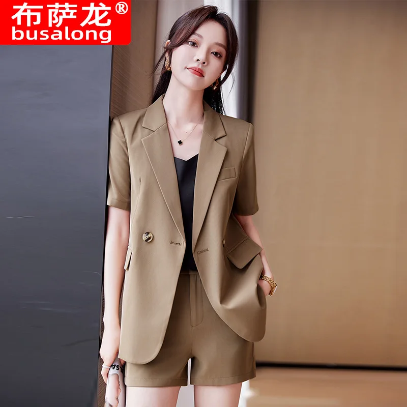 

Short Sleeve Suit Suit Women's Summer Thin High-Grade Temperament Goddess Style Business Clothing Casual Shorts Two-Piece Suit