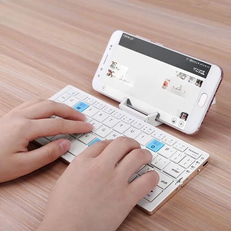 SpotFoldable Bluetooth Keyboard with Phone/Tablet Stand, 3-Device Support, Metal Frame, Portable Compact for iPad Laptop