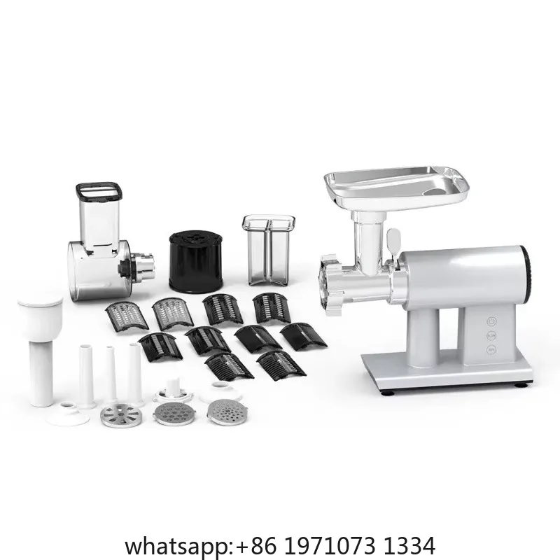 Stainless Steel Food Grinder with Sausage Stuffer, Mini Electric Grinder Quiet Electric Meat Mincer