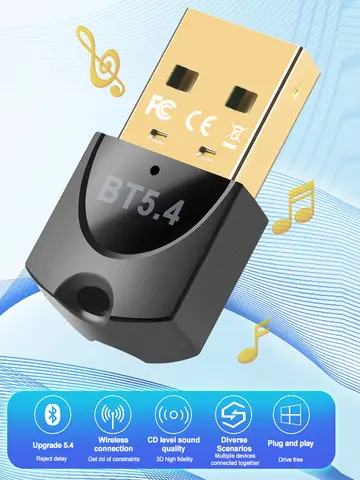 USB Wireless Bluetooth Adapter Bluetooth 5.4 for PC Dongle Adaptador Wireless Mouse Keyborad Music Audio Receiver USB Transmitt