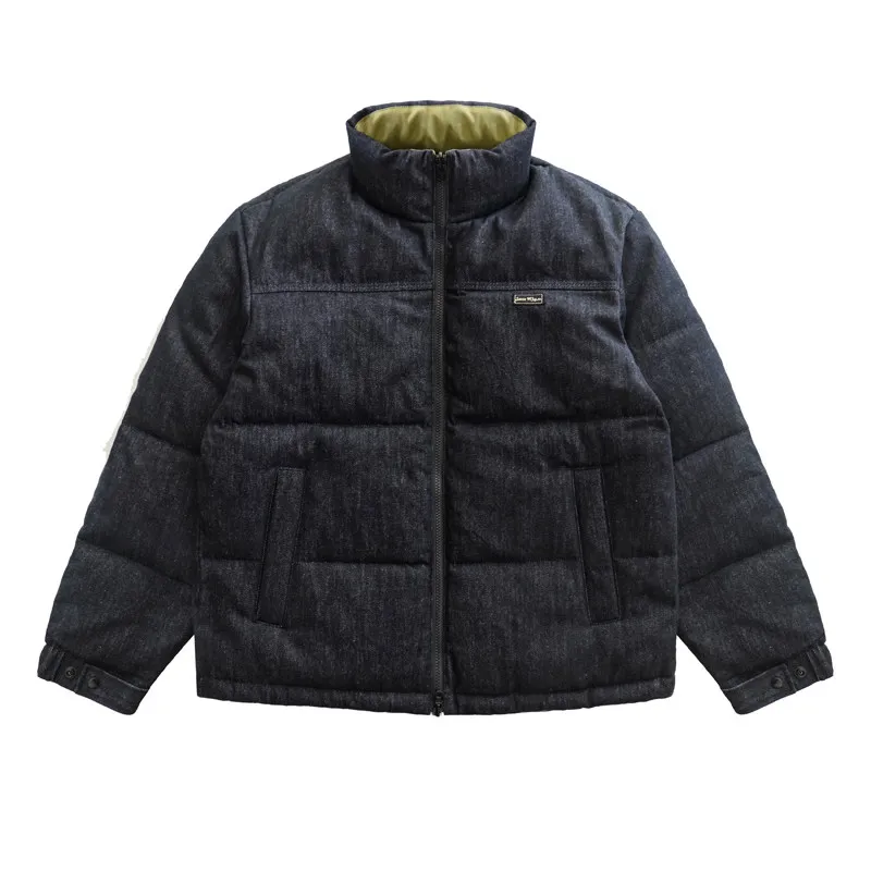 Molho Zhan Casacos masculinos para baixo jaqueta jeans jaqueta reversível espessada com penas de pato branco para inverno ajuste solto