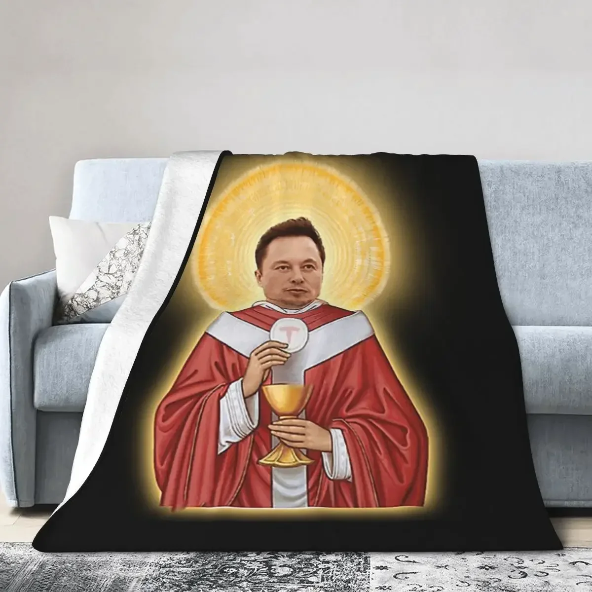 Elon Musk As Jesus Blanket Soft Warm Flannel Throw Blanket Cover For Bed Living…