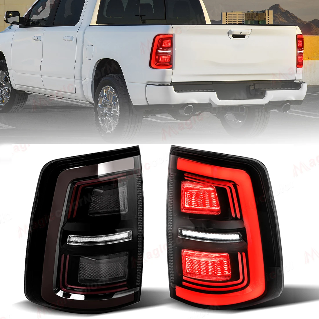 LED Tail Lamps For Dodge Ram 1500 2009-2018 2500 3500 2010-2018 Car Driving Brake Reverse Turn Signal Lamps Start Up Animation