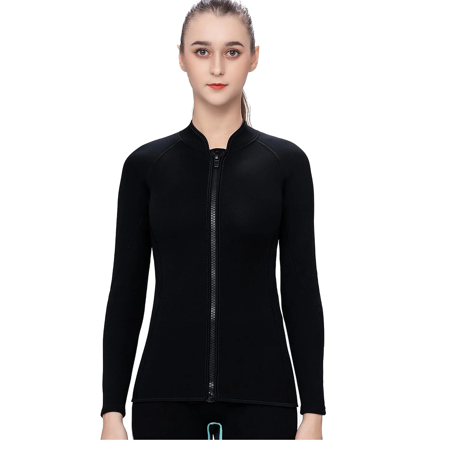 

Wetsuit Top for Women 2mm Neoprene Wet Suit Jacket Front Zip Long Sleeve Keep Warm Surfing Paddling Snorkeling Kayaking