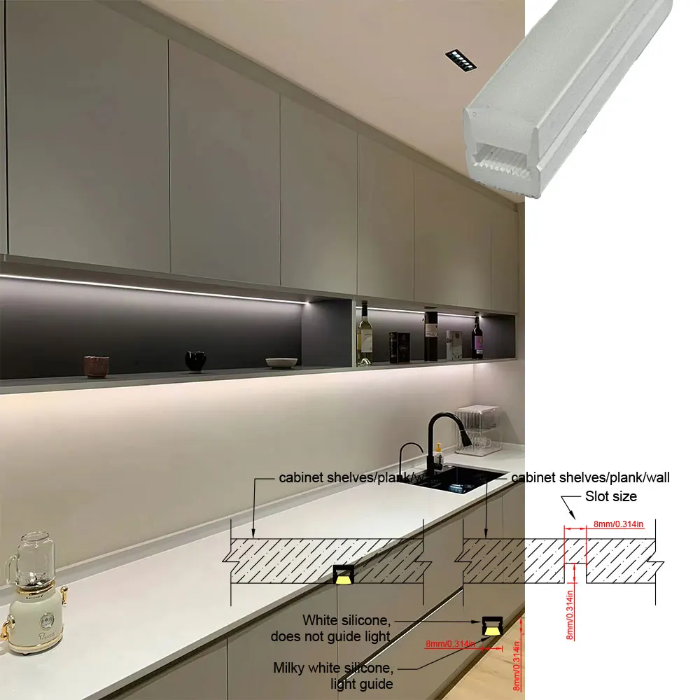 8 × 8mm 1-5m elastyczny dioda z obudową silikonową LED do szafek szafy regały z neonową rurką i profilem LED