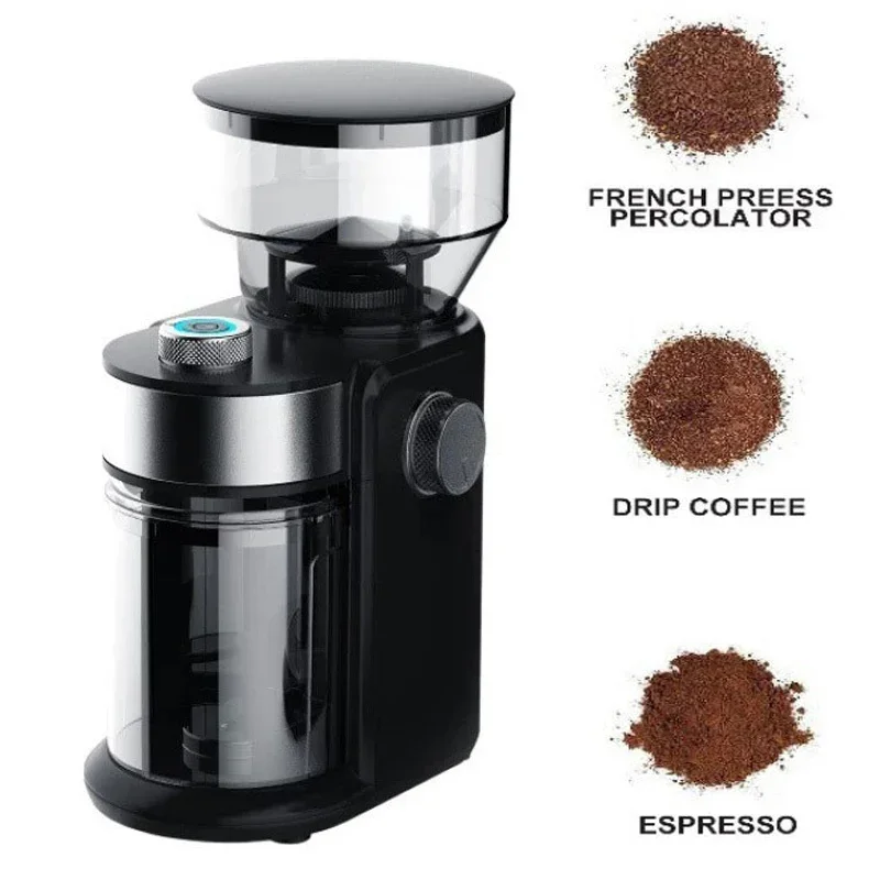 

Electric Burr Coffee Grinder, Automatic Flat Burr Coffee for French Press, Drip Coffee and Espresso, Adjustable Burr Mill