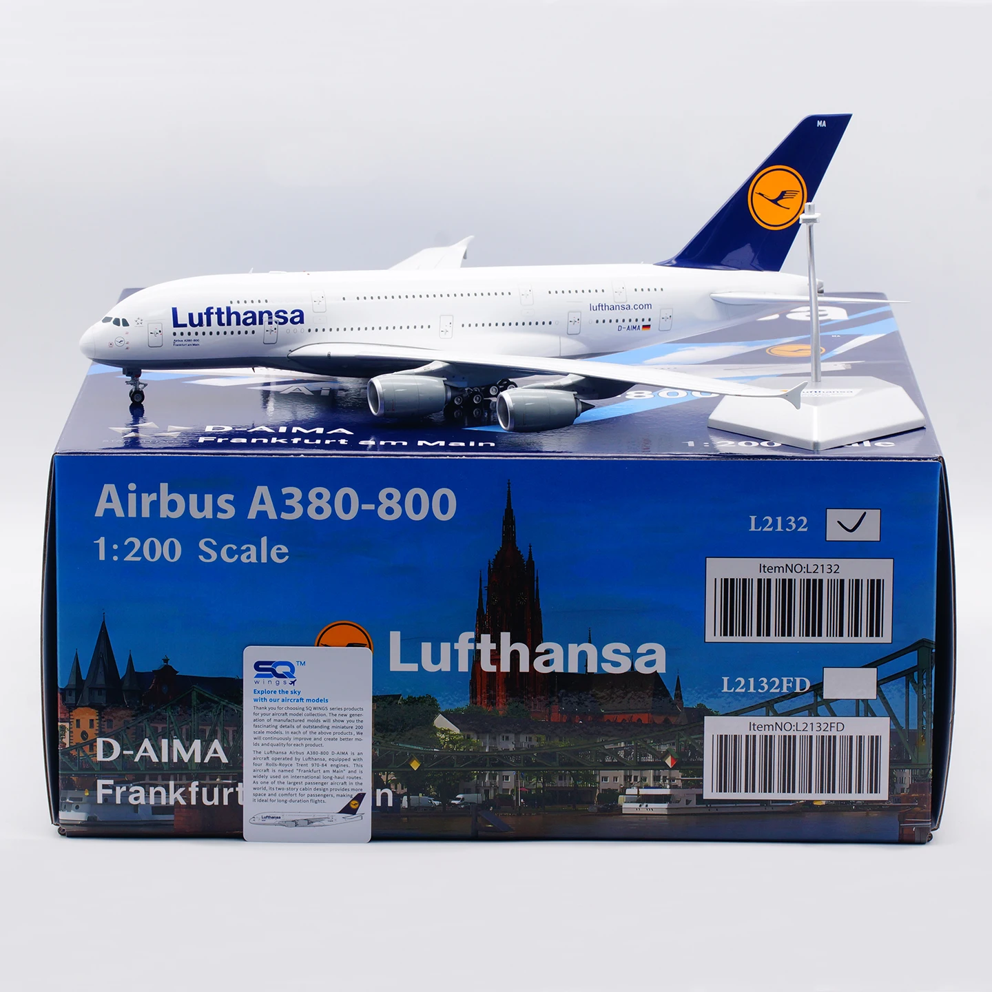

L2132 Alloy Collectible Plane Gift SQ Wings 1:200 Lufthansa[Frankfurt] "StarAlliance" AIRBUS A380 Diecast Aircraft Model D-AIMA
