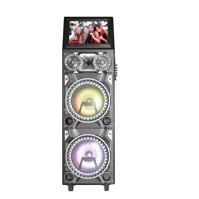 for Portable 12 Inch Bluetooth Karaoke Speaker with Wireless Mic 15.4 Inch Touch Screen Trolley Speakers
