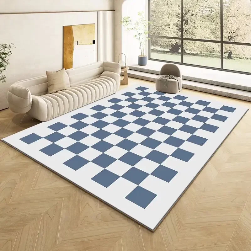 Factory Direct 2026 Fashion Retro Checkerboard Carpet Living Room Bedroom Decoration Bedside Non-slip Soft Mat Home Washable Plu