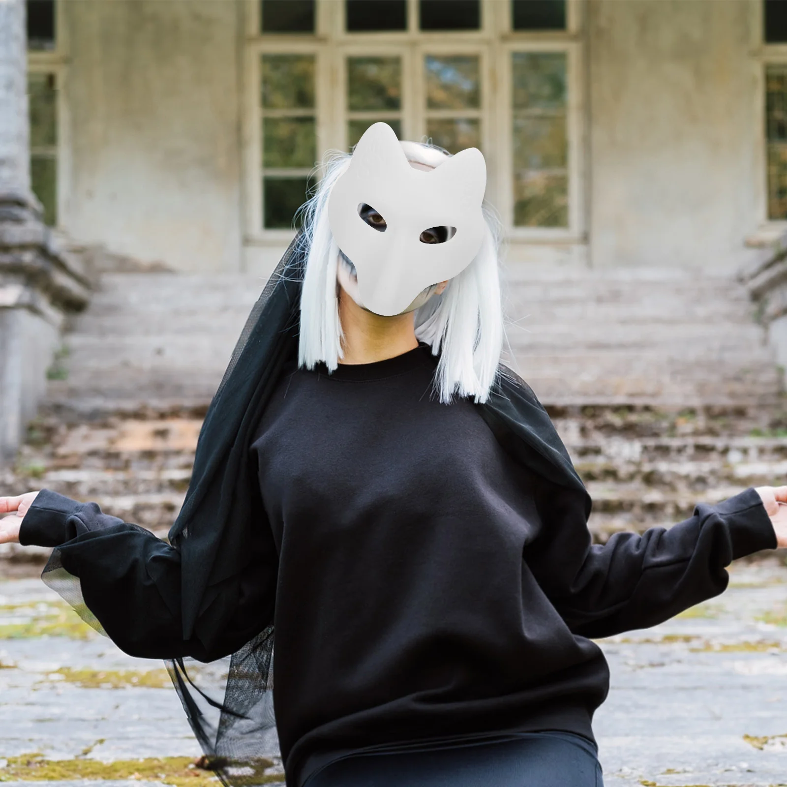 

White Fox Mask Masquerade DIY Blank Masks Lightweight Eco Friendly Costume Party Prom Accessories Paintable Craft Decorations