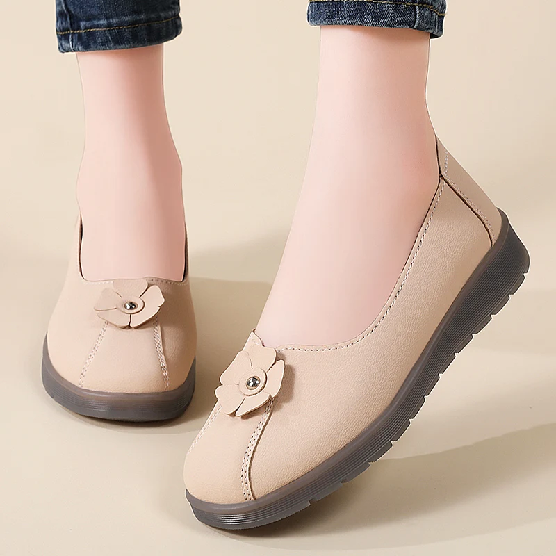 أحذية نسائية رياضية وكاجوال، أحذية بدون كعب، جلد طبيعي 100% مسطح، موضة جديدة، متعددة الاستخدامات، كاجوال ومريحة للأمهات #5