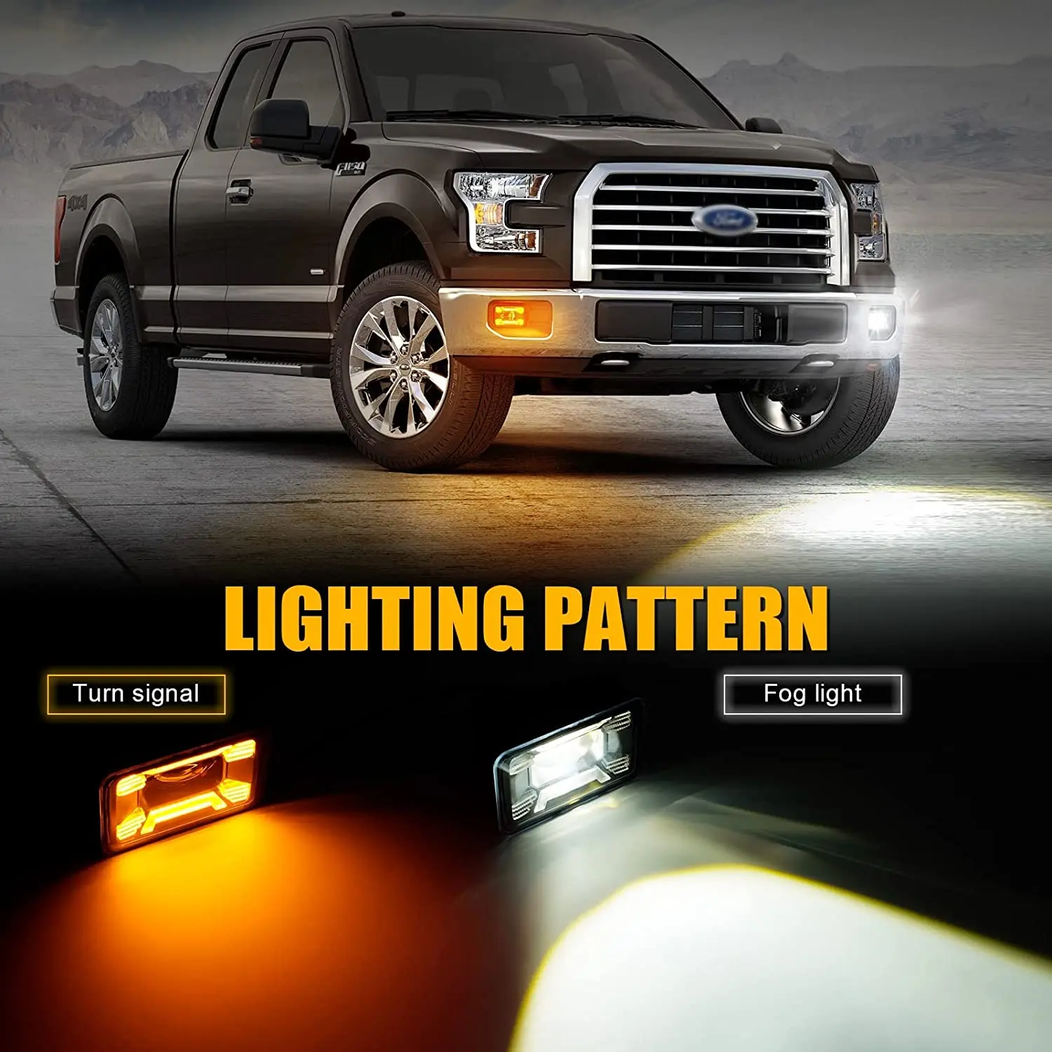 4.5 inch LED Fog Light with Daytime Running Lights Turn Lights IP67 Waterproof for Ford F150 2015-2020 Front Bumper Fog Lamp