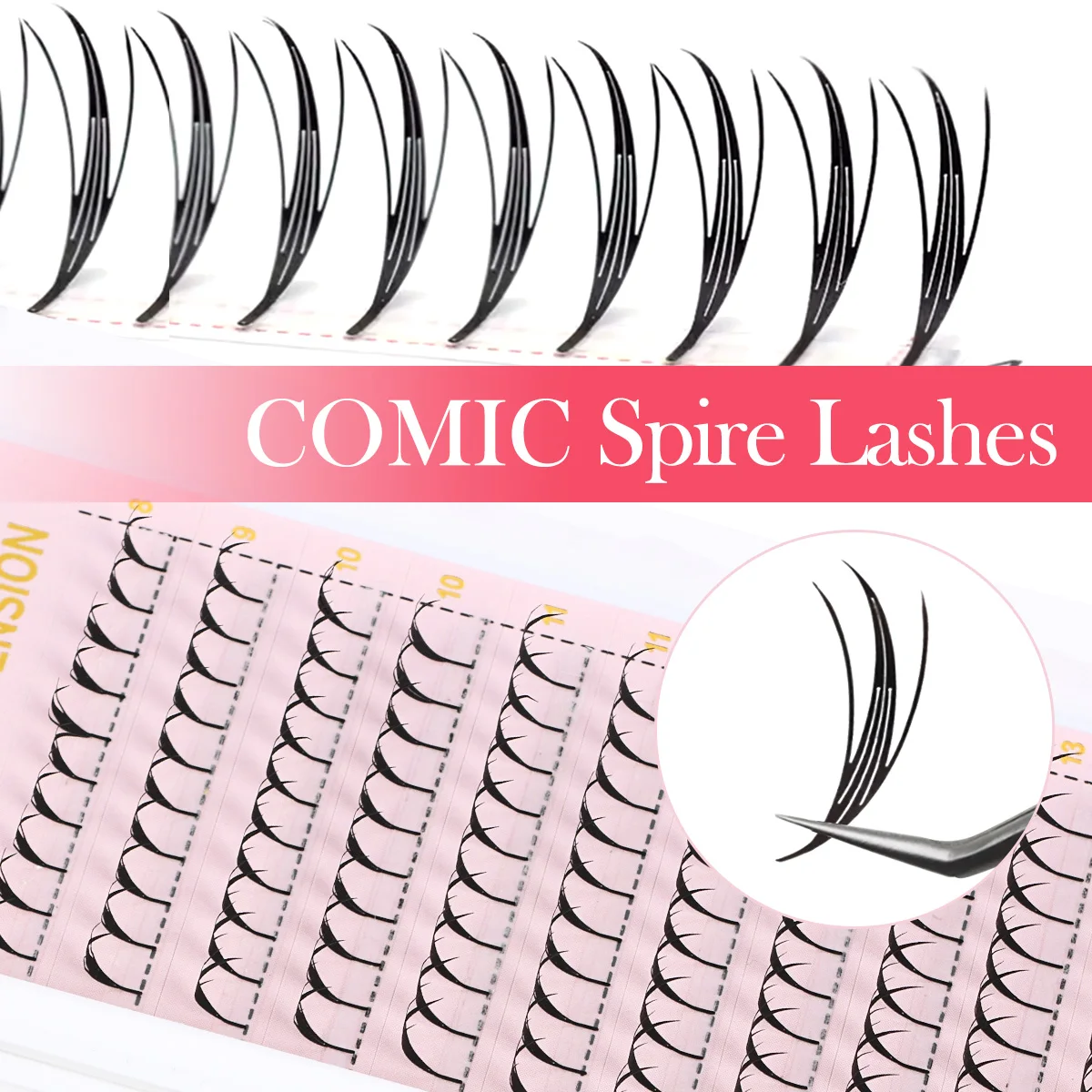 ARISON Comic Spire Lashes Automatic Flowering Individual Volume Eyelashes Extensions Customized Premade Fan False Lash For DIY