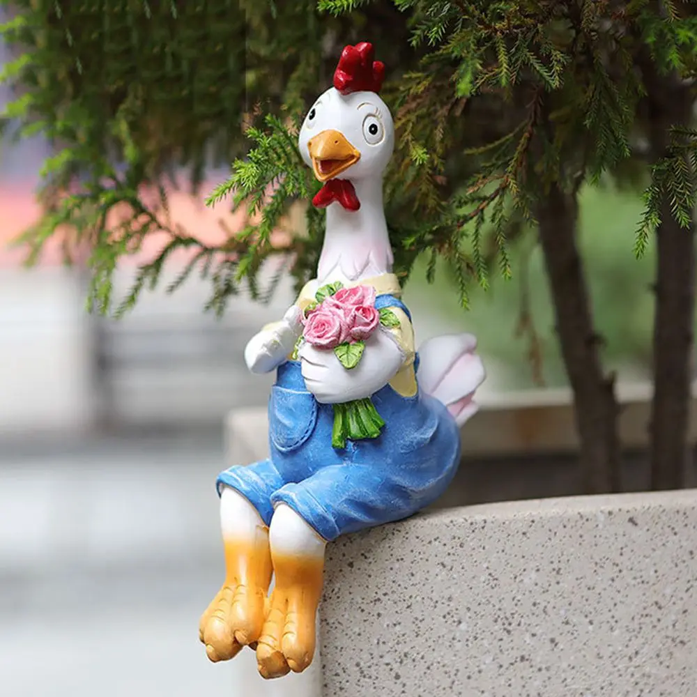 Outdoor Yard Resin Couple Chicken Duck Figurka Ogród Dekoracja Ozdoby Kreatywna Kreskówka Statua Zwierzęcia