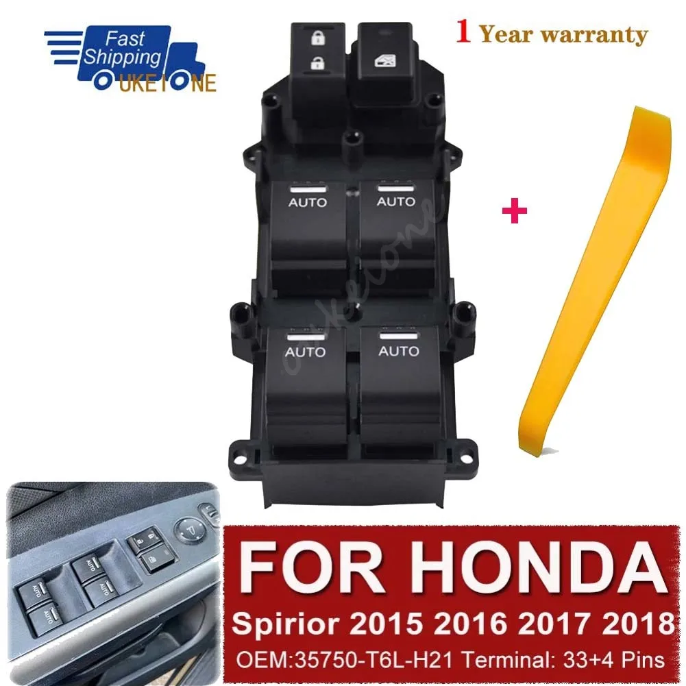 

35750-T6L-H21 для Honda Spirior 2015 2016 2017 2018, передний левый электрический подъемник, кнопка переключения окна, автомобильные аксессуары