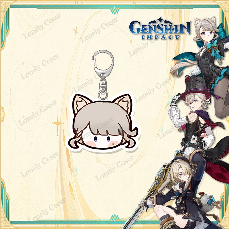 Lyney Lynette Keychain Game Genshin Impact Fontaine Cosplay Accessories Freminet Neuvillette Arlecchino Acrylic Keyring Pendant